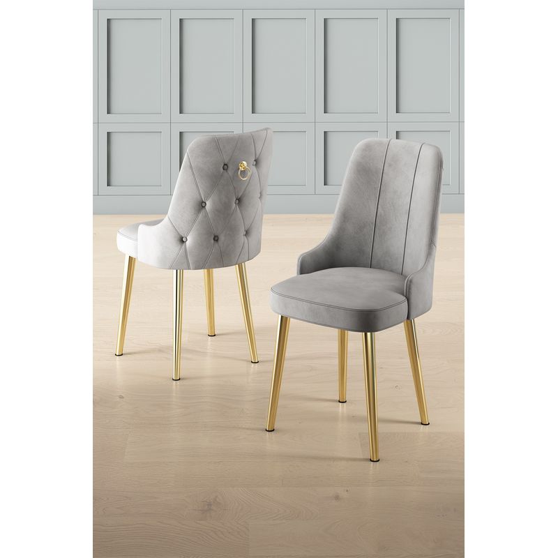 Casa si Gradina - Mobilier - Scaune si fotolii - Scaune - Set scaune, Hanah Home, metal, gri auriu, 46x46x94 cm - Infinity.ro
