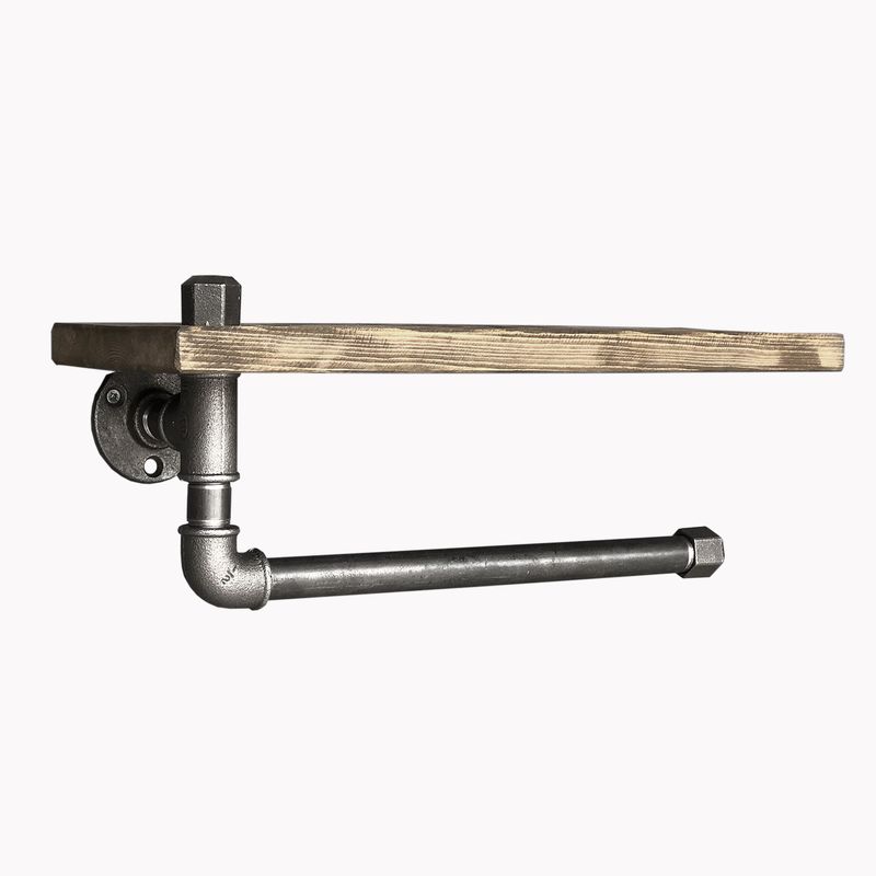 Casa si Gradina - Mobilier - Mobilier baie - Etajere baie - Etajera baie, Hanah Home, lemn molid si metal, negru si nuc, 40x16x14 cm - Infinity.ro