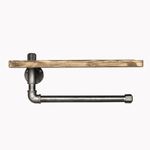 Casa si Gradina - Mobilier - Mobilier baie - Etajere baie - Etajera baie, Hanah Home, lemn molid si metal, negru si nuc, 40x16x14 cm - Infinity.ro