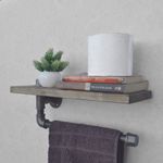 Casa si Gradina - Mobilier - Mobilier baie - Etajere baie - Etajera baie, Hanah Home, lemn molid si metal, negru si nuc, 40x16x14 cm - Infinity.ro