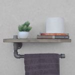 Casa si Gradina - Mobilier - Mobilier baie - Etajere baie - Etajera baie, Hanah Home, lemn molid si metal, negru si nuc, 40x16x14 cm - Infinity.ro