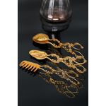 Casa si Gradina - Bucatarie si vesela - Ustensile bucatarie - Polonice, linguri si clesti de bucatarie - Set clesti de bucatarie, Hermia, metal zamak, auriu, 22 cm, 3 piese - Infinity.ro