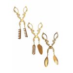 Casa si Gradina - Bucatarie si vesela - Ustensile bucatarie - Polonice, linguri si clesti de bucatarie - Set clesti de bucatarie, Hermia, metal zamak, auriu, 22 cm, 3 piese - Infinity.ro