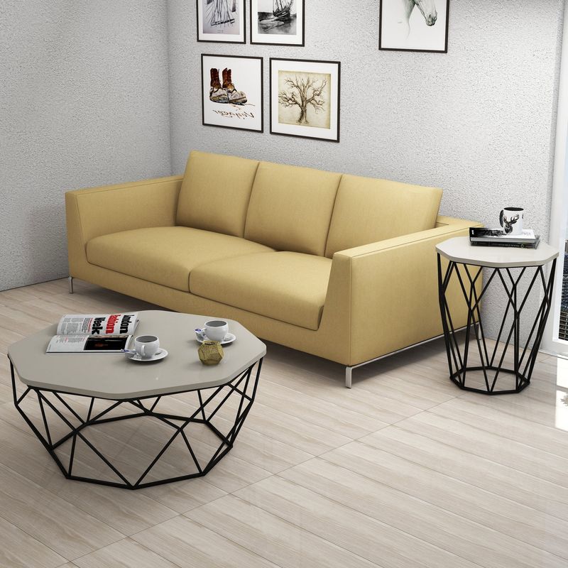 Casa si Gradina - Mobilier - Mese si birouri - Mese living - Masa laterala, Hanah Home, pal melaminat, crem si negru, 46x46x57 cm - Infinity.ro