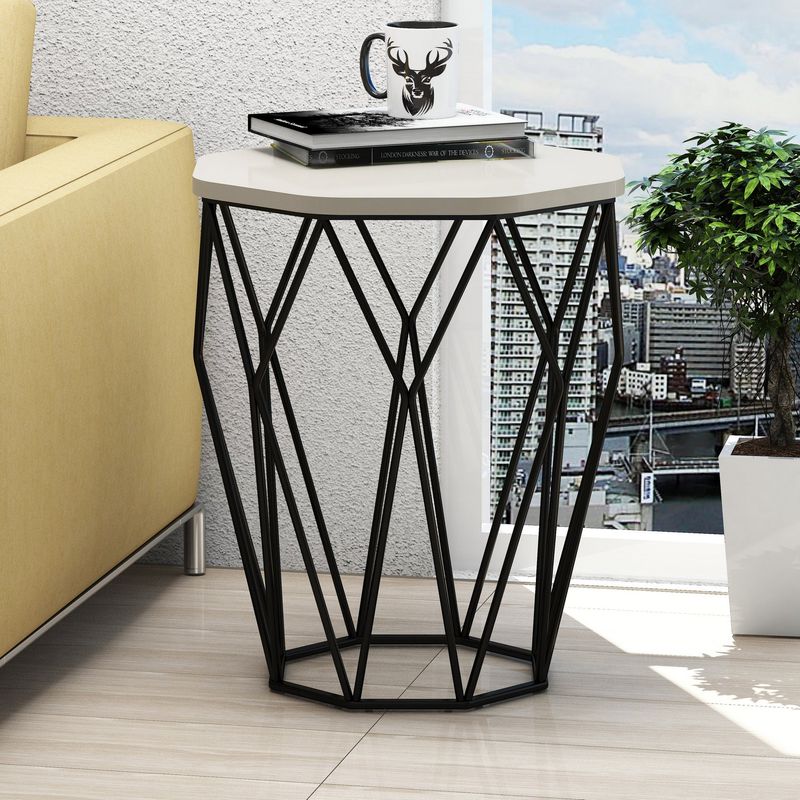 Casa si Gradina - Mobilier - Mese si birouri - Mese living - Masa laterala, Hanah Home, pal melaminat, crem si negru, 46x46x57 cm - Infinity.ro