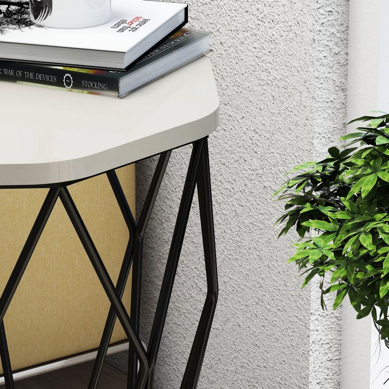 Casa si Gradina - Mobilier - Mese si birouri - Mese living - Masa laterala, Hanah Home, pal melaminat, crem si negru, 46x46x57 cm - Infinity.ro