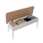 Casa si Gradina - Mobilier - Organizare si depozitare - Bancute - Banca cu spatiu de depozitare, Hanah Home, melamina, catifea, alb, piatra, 110x40x85 cm - Infinity.ro