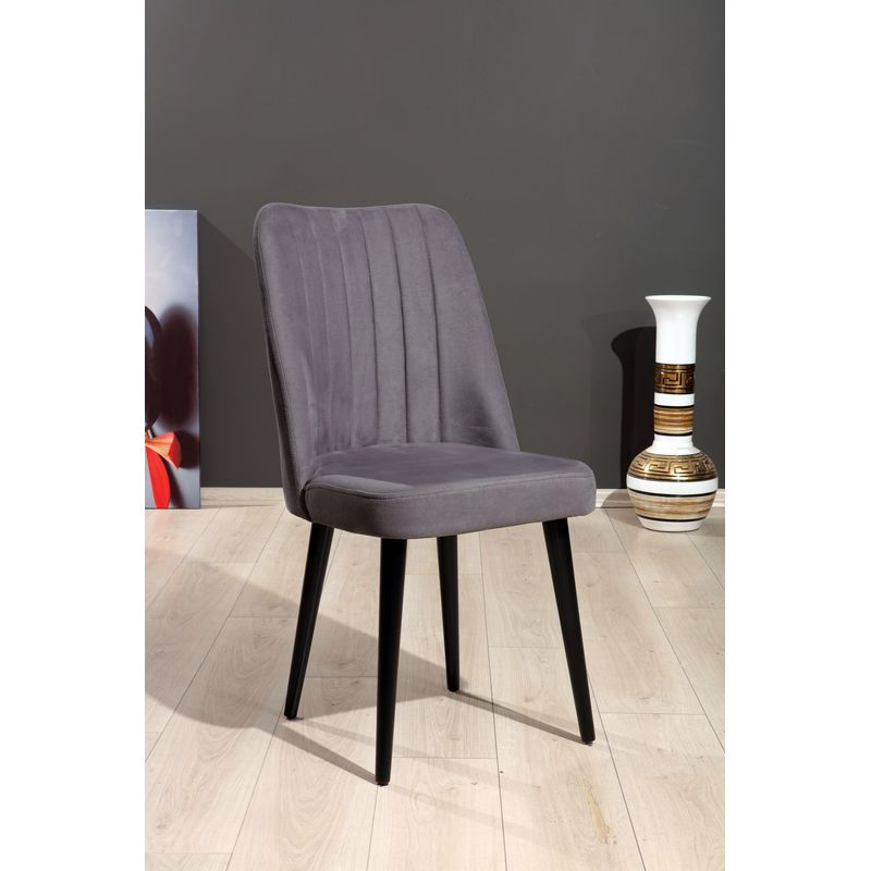 Casa si Gradina - Mobilier - Scaune si fotolii - Scaune - Set scaune, Hanah Home, mdf, gri si negru, 46x45x92 cm, picioare metalice - Infinity.ro