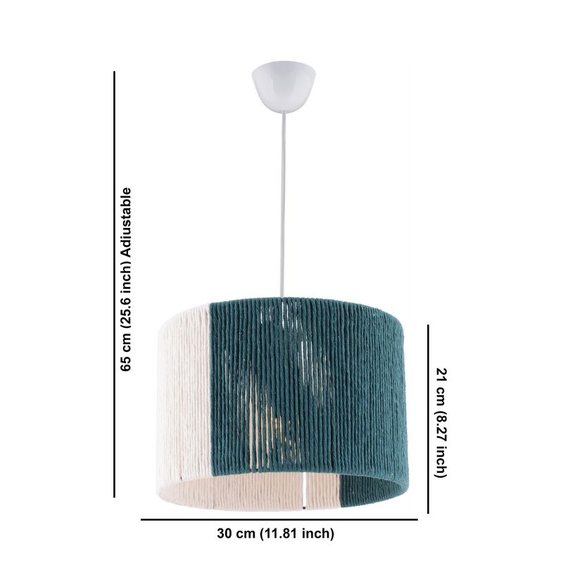 Casa si Gradina - Corpuri si surse de iluminat - Lustre si pendule - Lustra, Opviq, metal, verde alb, abajur jute, 30x30 cm, inaltime 65 cm - Infinity.ro