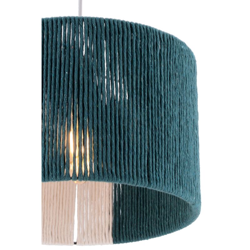Casa si Gradina - Corpuri si surse de iluminat - Lustre si pendule - Lustra, Opviq, metal, verde alb, abajur jute, 30x30 cm, inaltime 65 cm - Infinity.ro