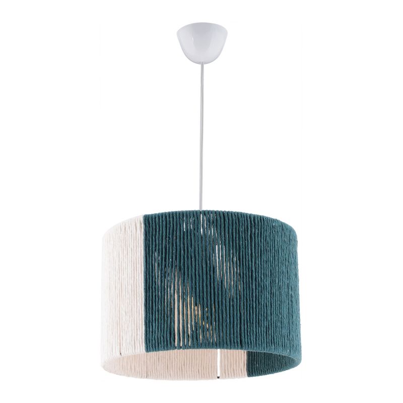 Casa si Gradina - Corpuri si surse de iluminat - Lustre si pendule - Lustra, Opviq, metal, verde alb, abajur jute, 30x30 cm, inaltime 65 cm - Infinity.ro