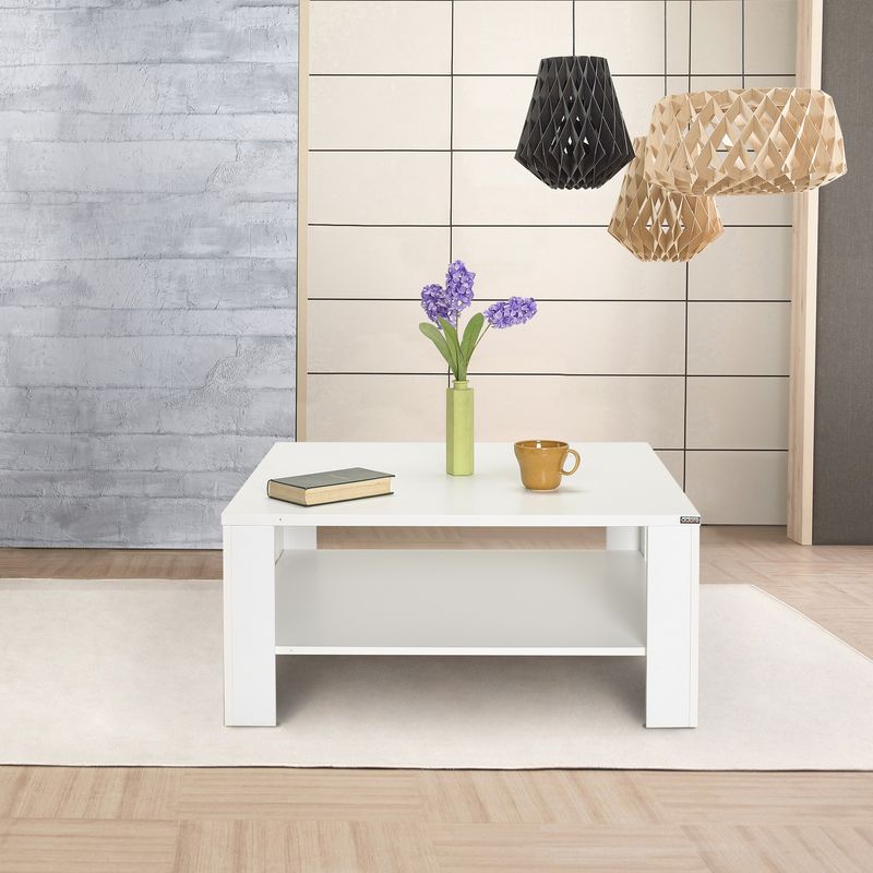 Casa si Gradina - Mobilier - Mese si birouri - Masute de cafea - Masuta de cafea, Hanah Home, pal melaminat, alb, 90x90x42 cm - Infinity.ro