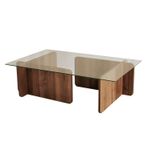 Casa si Gradina - Mobilier - Mese si birouri - Masute de cafea - Masuta de cafea, Hanah Home, sticla securizata si pal melaminat, nuc, 105x65x30 cm - Infinity.ro