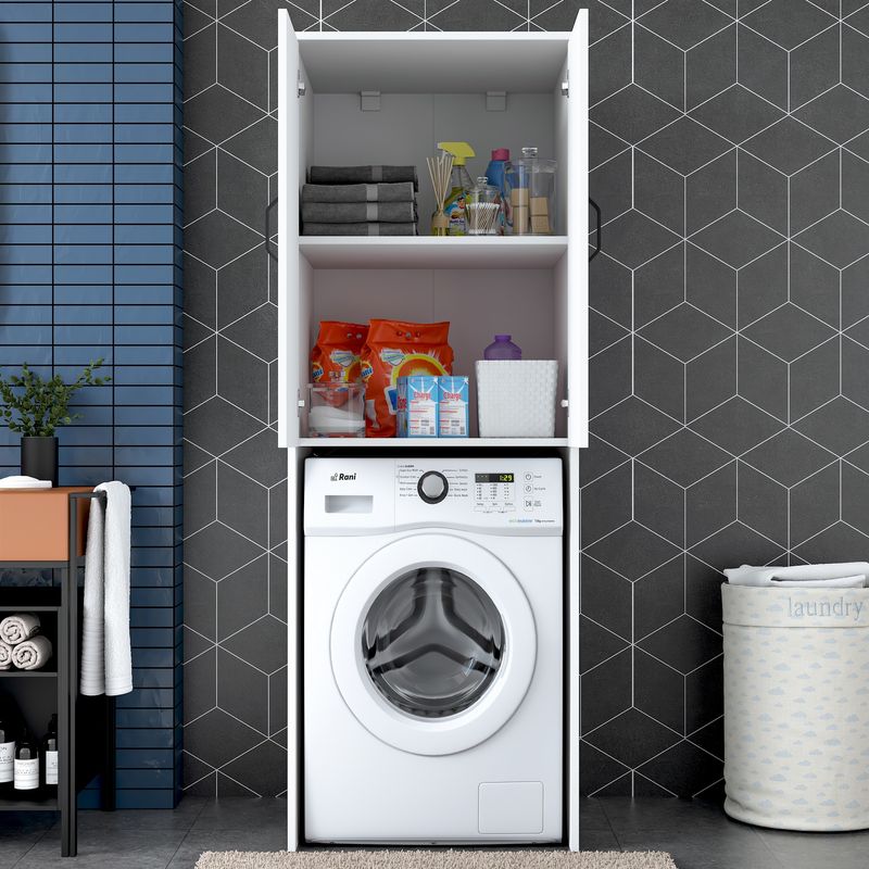 Casa si Gradina - Mobilier - Dulapuri si sifoniere - Dulapuri - Dulap pentru masina de spalat, Hanah Home, PAL melaminat, alb, 65x62.5x181.8 cm - Infinity.ro