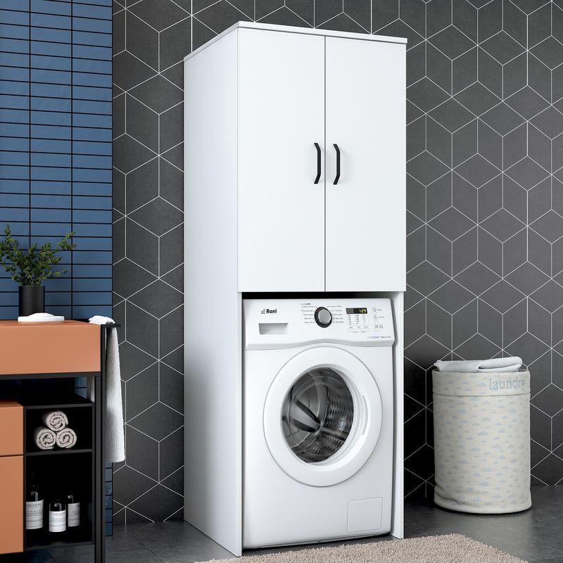 Casa si Gradina - Mobilier - Dulapuri si sifoniere - Dulapuri - Dulap pentru masina de spalat, Hanah Home, PAL melaminat, alb, 65x62.5x181.8 cm - Infinity.ro