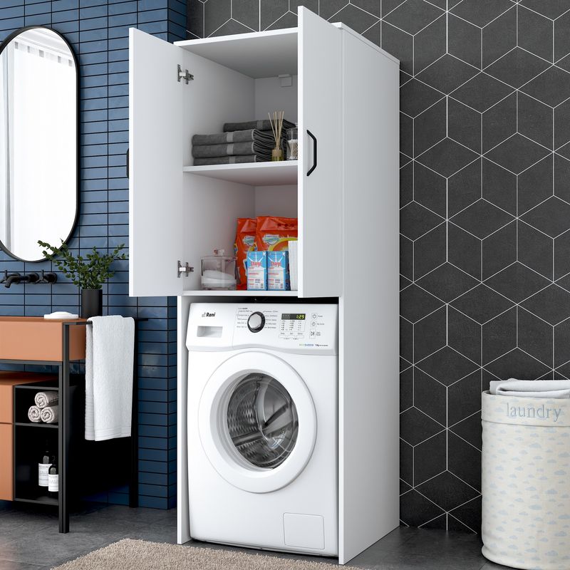 Casa si Gradina - Mobilier - Dulapuri si sifoniere - Dulapuri - Dulap pentru masina de spalat, Hanah Home, PAL melaminat, alb, 65x62.5x181.8 cm - Infinity.ro