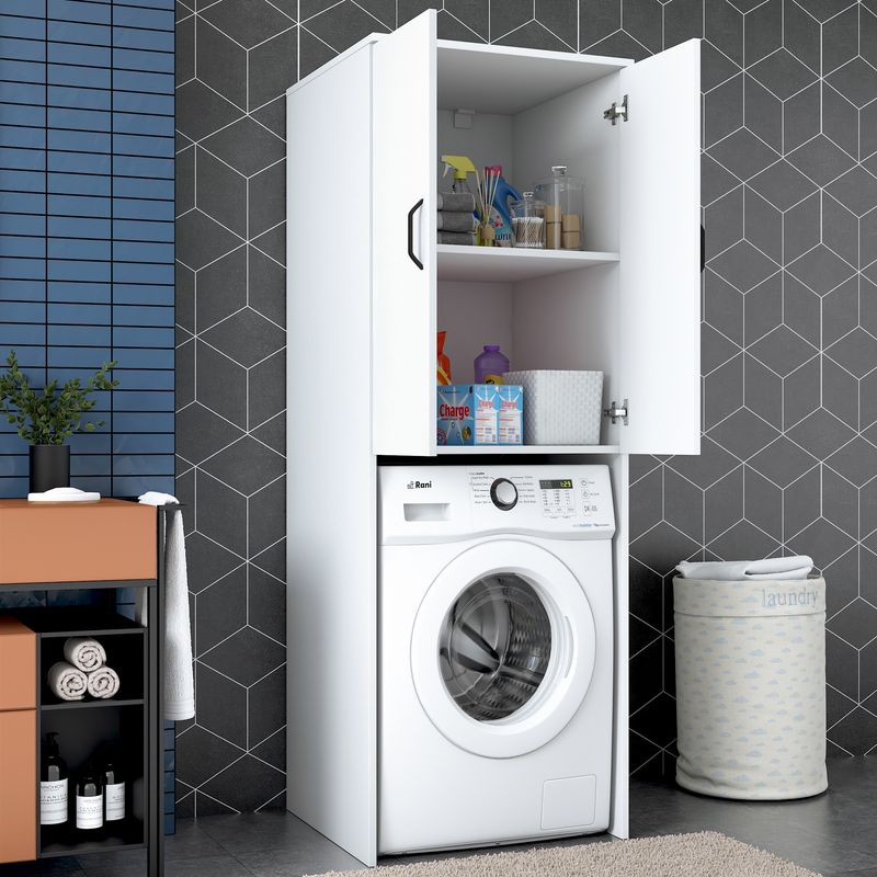 Casa si Gradina - Mobilier - Dulapuri si sifoniere - Dulapuri - Dulap pentru masina de spalat, Hanah Home, PAL melaminat, alb, 65x62.5x181.8 cm - Infinity.ro