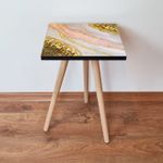 Casa si Gradina - Mobilier - Mese si birouri - Mese living - Masa laterala, Hanah Home, mdf, auriu alb roz, 35x35x42 cm - Infinity.ro