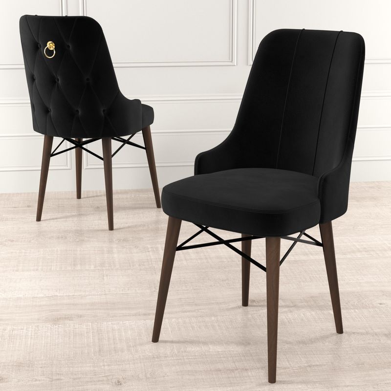 Casa si Gradina - Mobilier - Scaune si fotolii - Scaune - Set scaune, Hanah Home, metal, negru maro, 46x46x94 cm, 6 piese - Infinity.ro