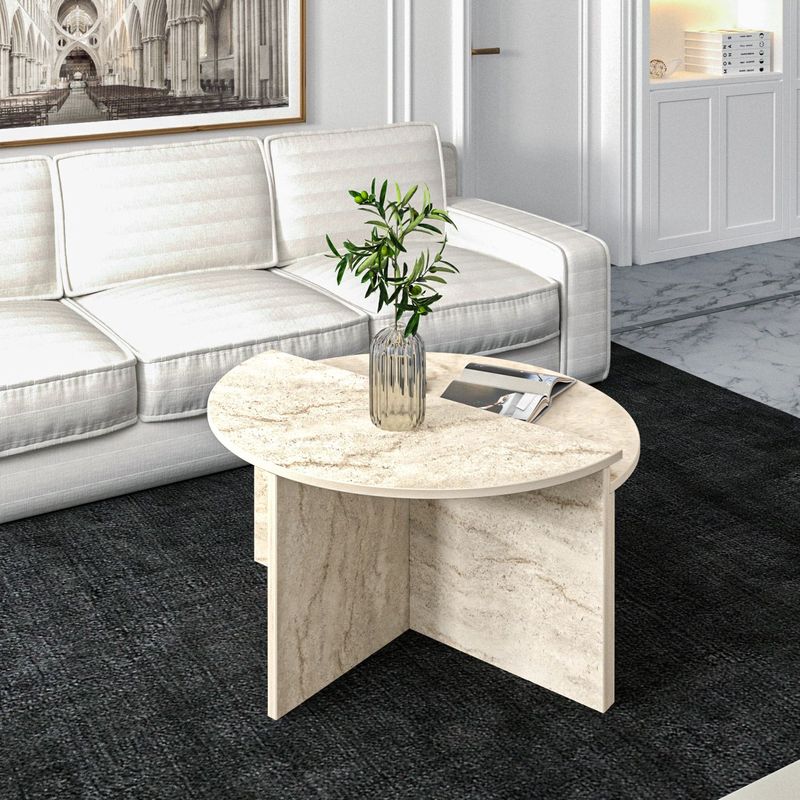 Casa si Gradina - Mobilier - Mese si birouri - Masute de cafea - Masa de cafea, Hanah Home, pal melaminat, travertin, 70x38x51.8 cm - Infinity.ro