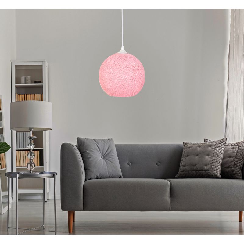 Casa si Gradina - Corpuri si surse de iluminat - Lustre si pendule - Lustra, Opviq, iuta, roz si alb, 24x22x55 cm - Infinity.ro