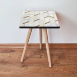 Casa si Gradina - Mobilier - Mese si birouri - Masute de cafea - Masa laterala, Hanah Home, mdf, alb/gri/auriu, 35x35x42 cm - Infinity.ro