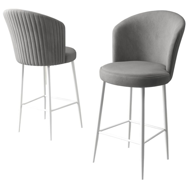 Casa si Gradina - Mobilier - Scaune si fotolii - Scaune - Set scaune de bar, Hanah Home, metal, gri, alb, 46x40x107 cm, babyface, 4 bucati - Infinity.ro