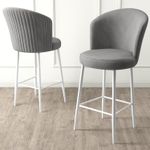 Casa si Gradina - Mobilier - Scaune si fotolii - Scaune - Set scaune de bar, Hanah Home, metal, gri, alb, 46x40x107 cm, babyface, 4 bucati - Infinity.ro