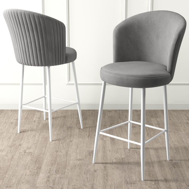 Casa si Gradina - Mobilier - Scaune si fotolii - Scaune - Set scaune de bar, Hanah Home, metal, gri, alb, 46x40x107 cm, babyface, 4 bucati - Infinity.ro