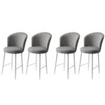 Casa si Gradina - Mobilier - Scaune si fotolii - Scaune - Set scaune de bar, Hanah Home, metal, gri, alb, 46x40x107 cm, babyface, 4 bucati - Infinity.ro
