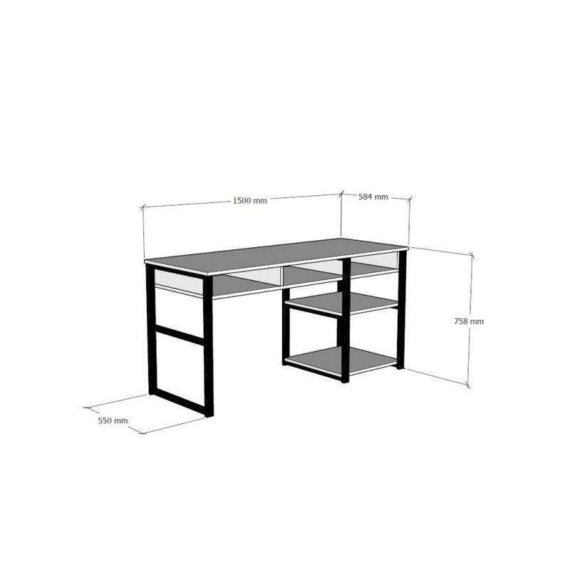 Casa si Gradina - Mobilier - Mese si birouri - Birouri - Birou de studiu, Hanah Home, panou de particule melaminat, nuc si negru, 150x58.4x75.8 cm - Infinity.ro