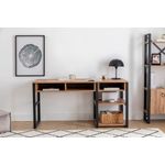 Casa si Gradina - Mobilier - Mese si birouri - Birouri - Birou de studiu, Hanah Home, panou de particule melaminat, nuc si negru, 150x58.4x75.8 cm - Infinity.ro