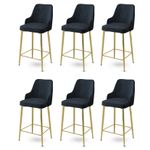 Casa si Gradina - Mobilier - Scaune si fotolii - Tabureti - Set taburete bar, Hanah Home, metal, antracit si auriu, 45x43x105 cm, 6 piese - Infinity.ro