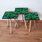 Casa si Gradina - Mobilier - Mese si birouri - Masute de cafea - Set mese cuib, Hanah Home, mdf, verde, 3 bucati, 35x35x52 cm - Infinity.ro