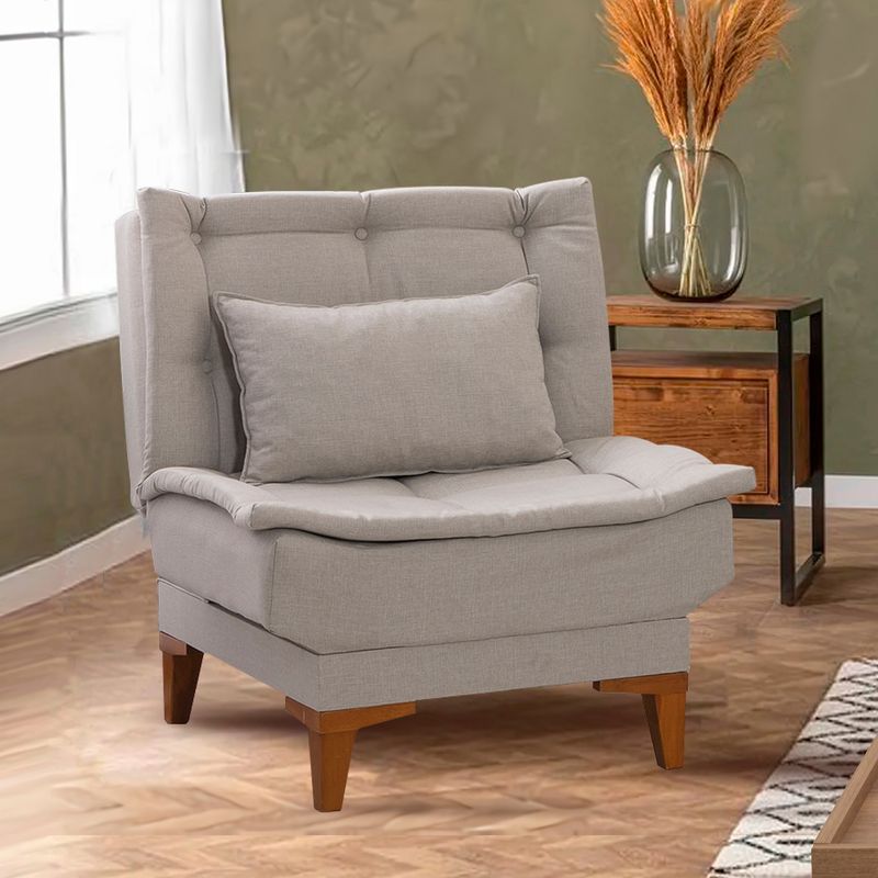 Casa si Gradina - Mobilier - Scaune si fotolii - Fotolii - Fotoliu, Hanah Home, lemn fag, stofa in, crem, 75x90x70 cm - Infinity.ro