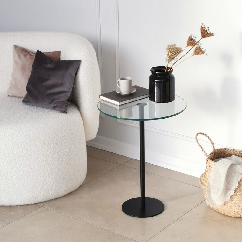 Casa si Gradina - Mobilier - Mese si birouri - Masute de cafea - Masuta de cafea, Hanah Home, sticla securizata, negru, 40x40x50 cm - Infinity.ro