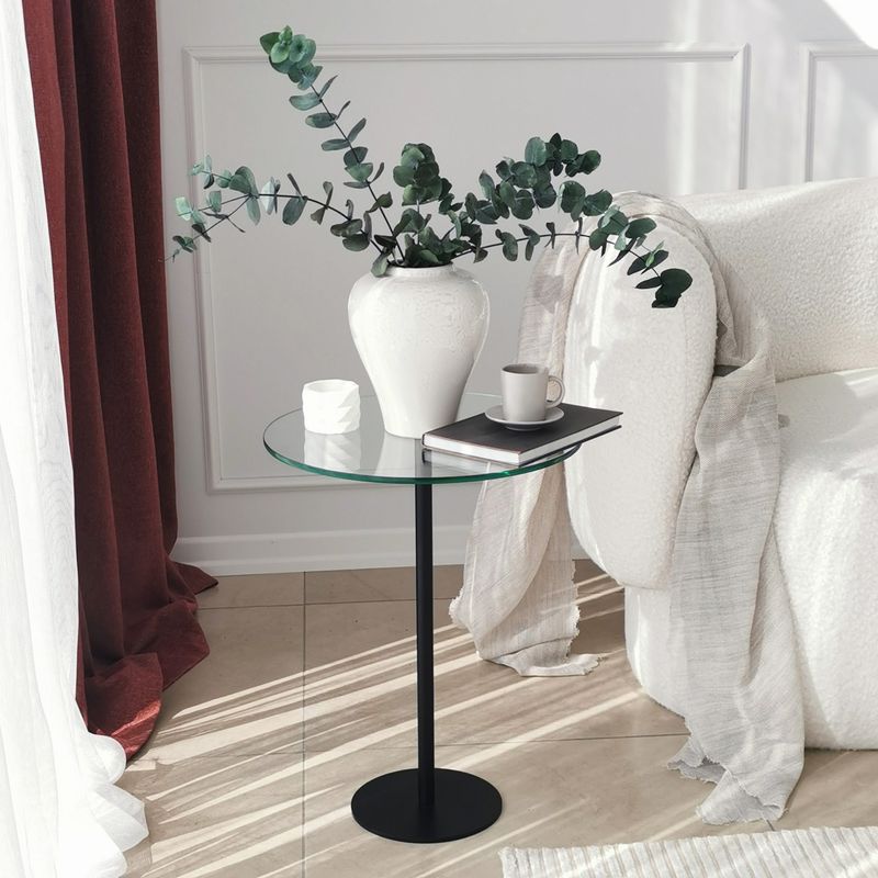 Casa si Gradina - Mobilier - Mese si birouri - Masute de cafea - Masuta de cafea, Hanah Home, sticla securizata, negru, 40x40x50 cm - Infinity.ro