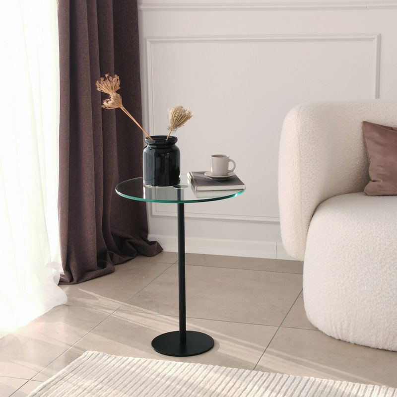Casa si Gradina - Mobilier - Mese si birouri - Masute de cafea - Masuta de cafea, Hanah Home, sticla securizata, negru, 40x40x50 cm - Infinity.ro