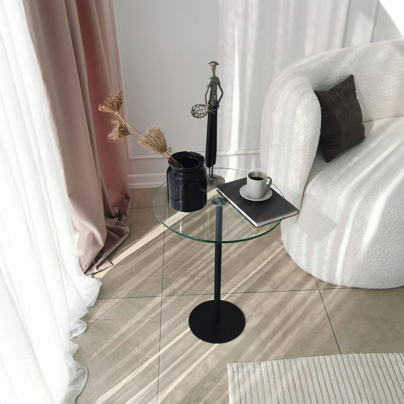 Casa si Gradina - Mobilier - Mese si birouri - Masute de cafea - Masuta de cafea, Hanah Home, sticla securizata, negru, 40x40x50 cm - Infinity.ro