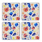 Casa si Gradina - Bucatarie si vesela - Accesorii bar - Suporturi bauturi - Suport pahare, Hermia, piatra naturala, multicolor, 10x10x1 cm, set 4 bucati, 366TYR1144 - Infinity.ro