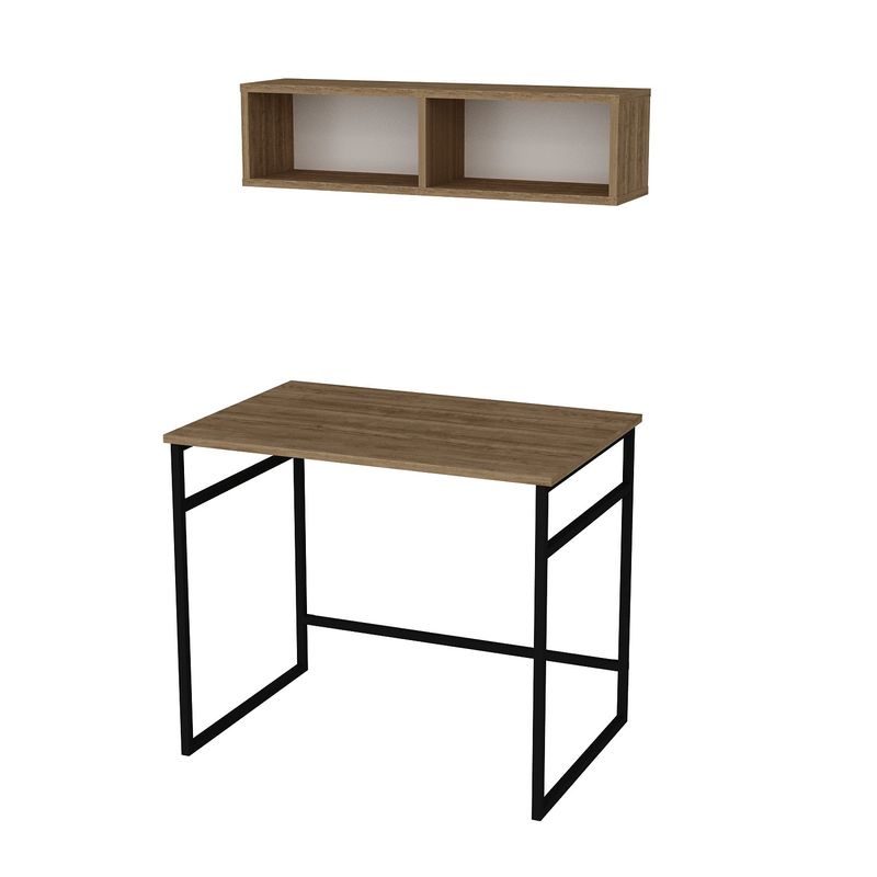 Casa si Gradina - Mobilier - Mese si birouri - Birouri - Birou de studiu, Hanah Home, pal melaminat, stejar si negru, 90x60x75 cm - Infinity.ro