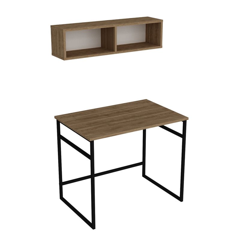 Casa si Gradina - Mobilier - Mese si birouri - Birouri - Birou de studiu, Hanah Home, pal melaminat, stejar si negru, 90x60x75 cm - Infinity.ro