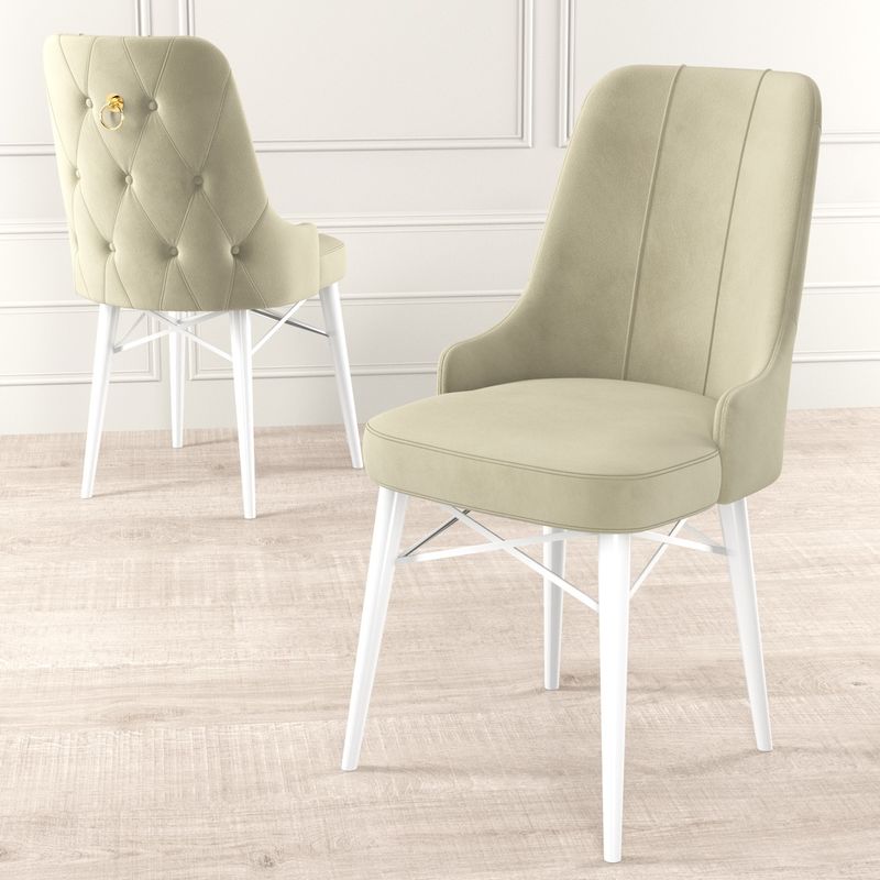 Casa si Gradina - Mobilier - Scaune si fotolii - Scaune - Set scaune, Hanah Home, metal, crem alb, 46x46x94 cm, 6 bucati - Infinity.ro