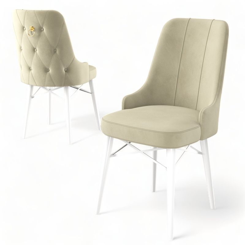 Casa si Gradina - Mobilier - Scaune si fotolii - Scaune - Set scaune, Hanah Home, metal, crem alb, 46x46x94 cm, 6 bucati - Infinity.ro