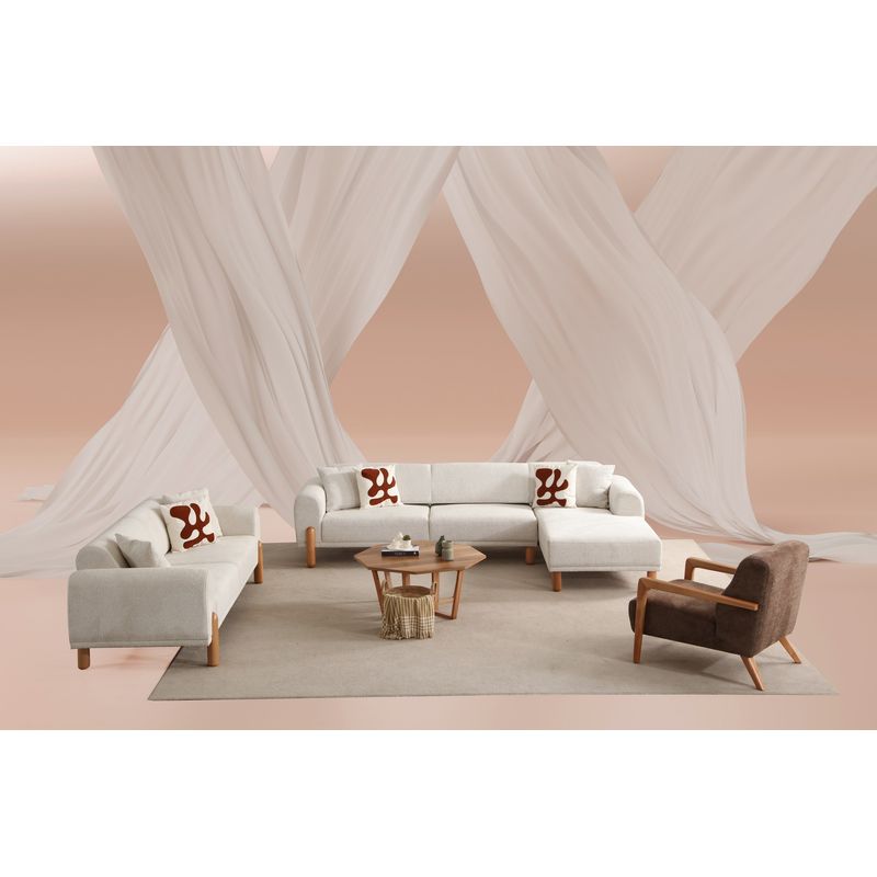 Casa si Gradina - Mobilier - Canapele si coltare - Canapele - Canapea extensibila 3 locuri, Atelier Del Sofa, lemn de fag, crem, 228x88x75 cm - Infinity.ro