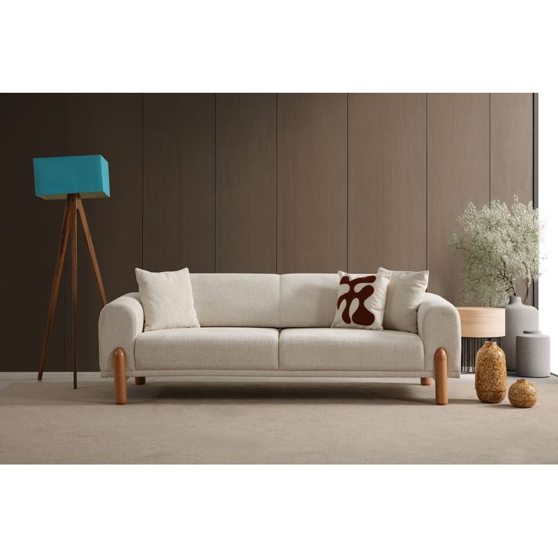 Casa si Gradina - Mobilier - Canapele si coltare - Canapele - Canapea extensibila 3 locuri, Atelier Del Sofa, lemn de fag, crem, 228x88x75 cm - Infinity.ro