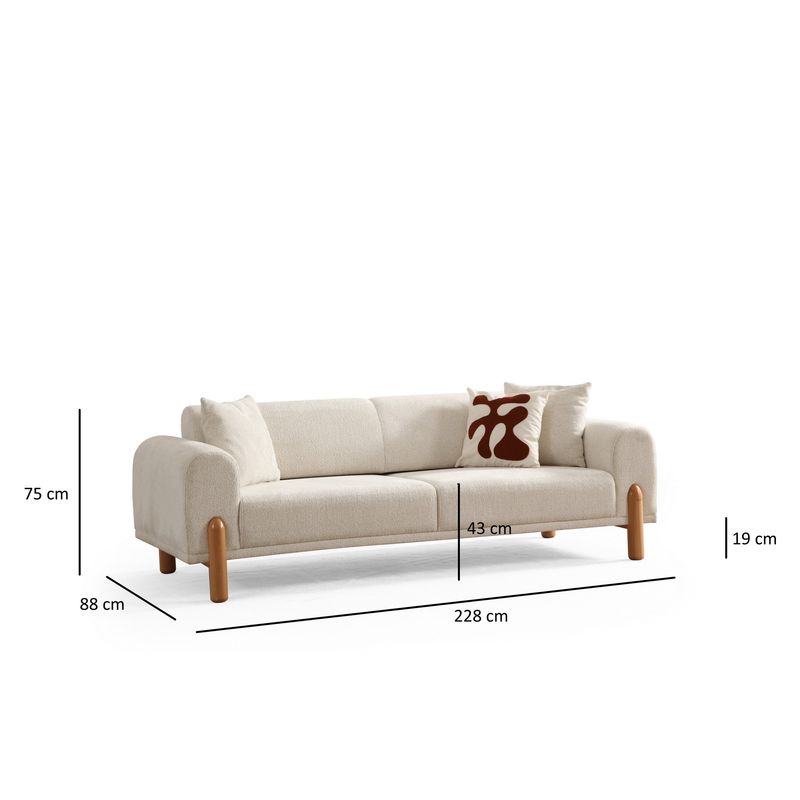 Casa si Gradina - Mobilier - Canapele si coltare - Canapele - Canapea extensibila 3 locuri, Atelier Del Sofa, lemn de fag, crem, 228x88x75 cm - Infinity.ro