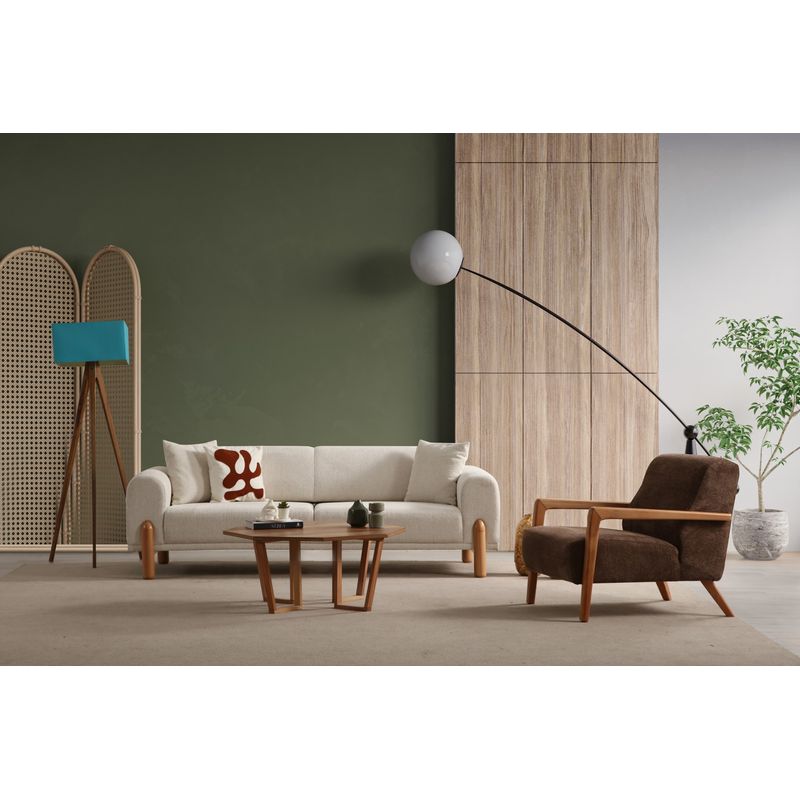 Casa si Gradina - Mobilier - Canapele si coltare - Canapele - Canapea extensibila 3 locuri, Atelier Del Sofa, lemn de fag, crem, 228x88x75 cm - Infinity.ro