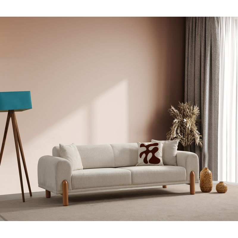 Casa si Gradina - Mobilier - Canapele si coltare - Canapele - Canapea extensibila 3 locuri, Atelier Del Sofa, lemn de fag, crem, 228x88x75 cm - Infinity.ro