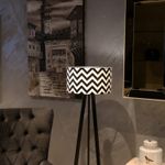 Casa si Gradina - Corpuri si surse de iluminat - Veioze si lampi - Lampadare - Lampadar, Opviq, pvc, picioare mdf, negru alb, 21x38 cm, inaltime 120 cm - Infinity.ro